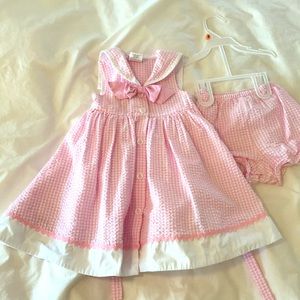 18-mo pink gingham sailor sundress and bloomers